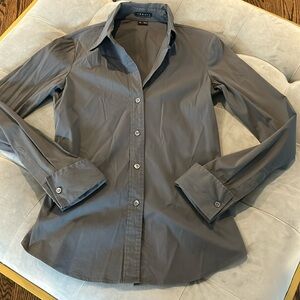 Theory Ivy Charcoal Grey Gray Button Long Sleeve Shirt P